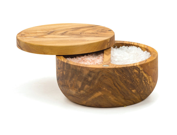 Olive Wood Salt Box with Lid