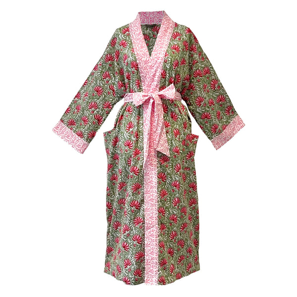 Lime Tree Block Printed Kimono