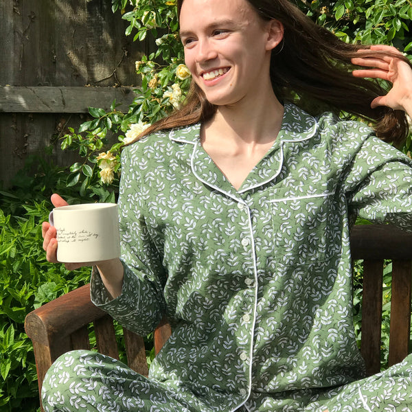 Lime Tree Cotton Block Print Pajamas