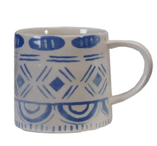 Stoneware Mug with Tile Pattern