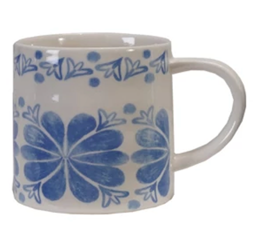Stoneware Mug with Tile Pattern