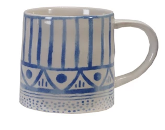 Stoneware Mug with Tile Pattern