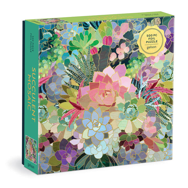 Succulent Mosaic 500 Piece Foil Puzzle Artist: Mia Charro