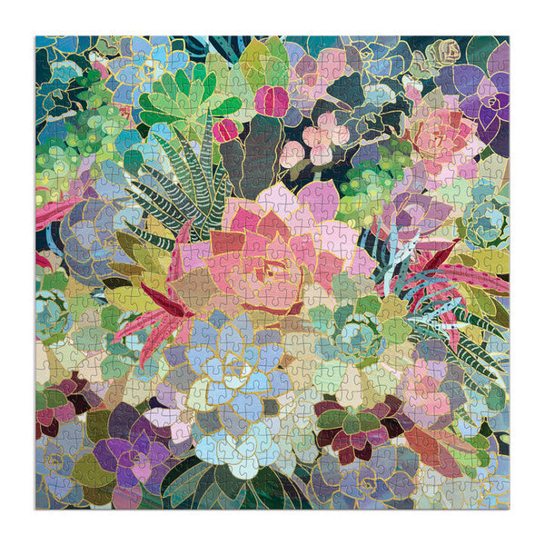 Succulent Mosaic 500 Piece Foil Puzzle Artist: Mia Charro