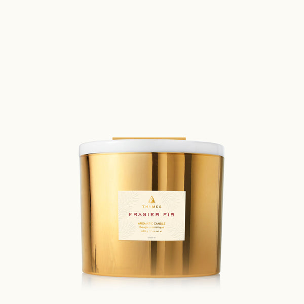 Thymes Frasier Fir 3-Wick Gold Candle