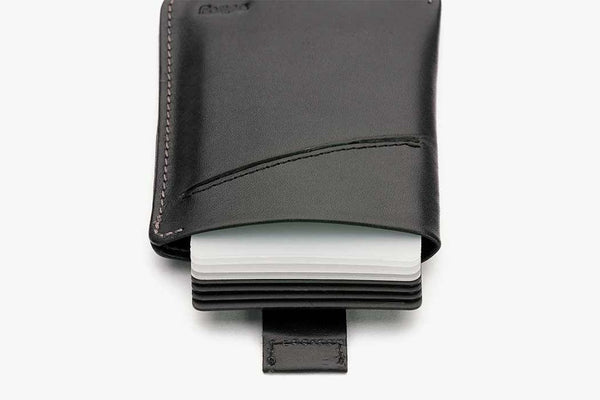 Bellroy Card Sleeve (Premium Leather Card Holder or Minimalist Wallet,  Holds 2-8 Cards or Business Cards, Folded Note Storage) - Black